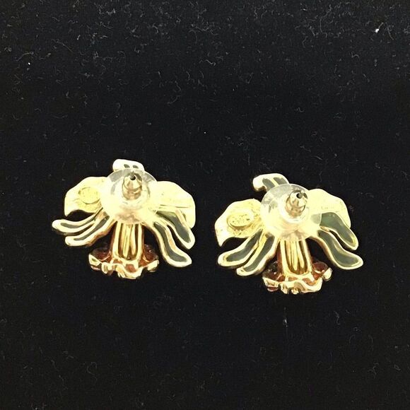 Joan Rivers Vintage Plique A Jour Orchid Brooch And Matching Pierced Earring Set - Picture 3 of 16